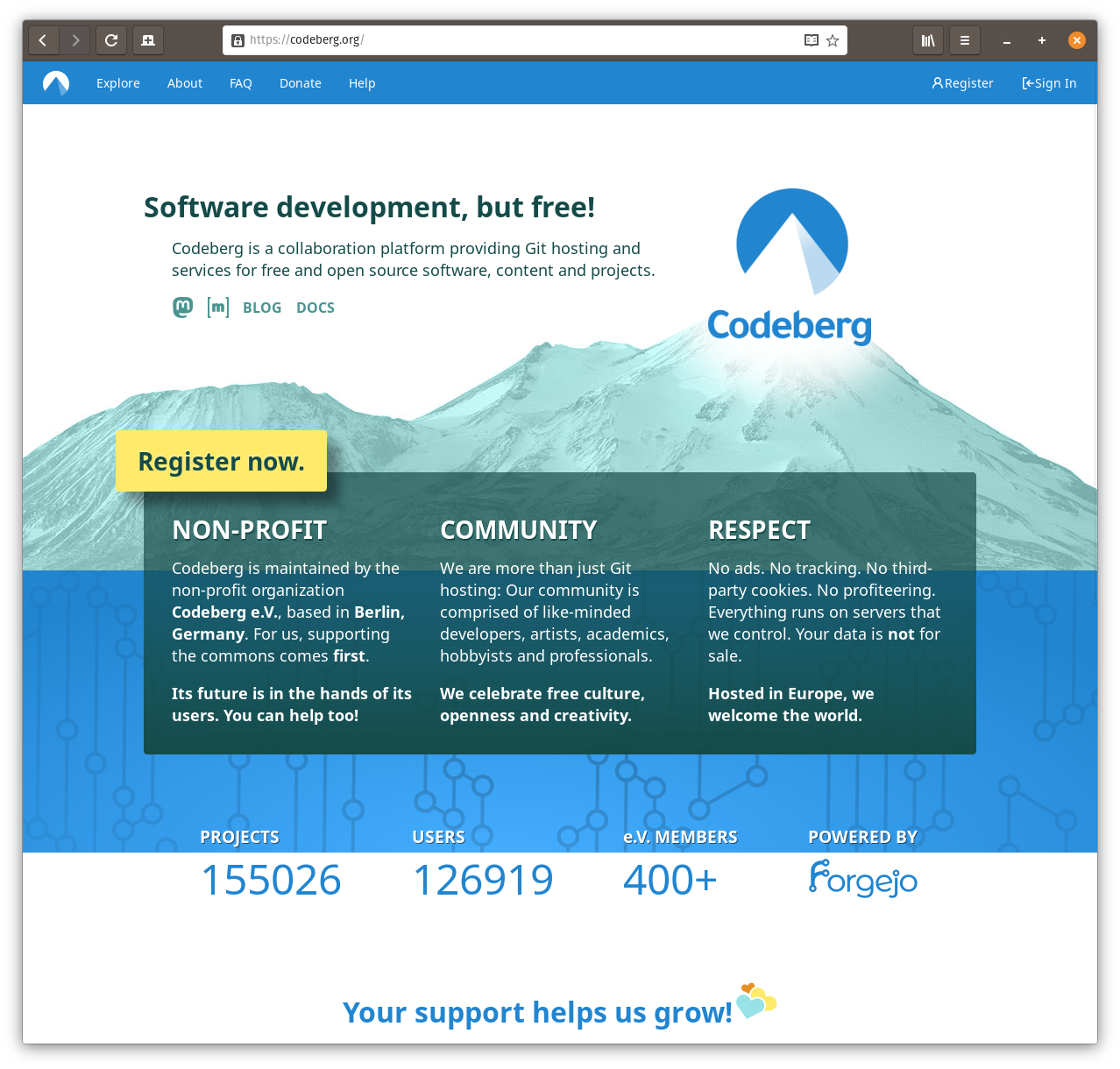 Codeberg homepage